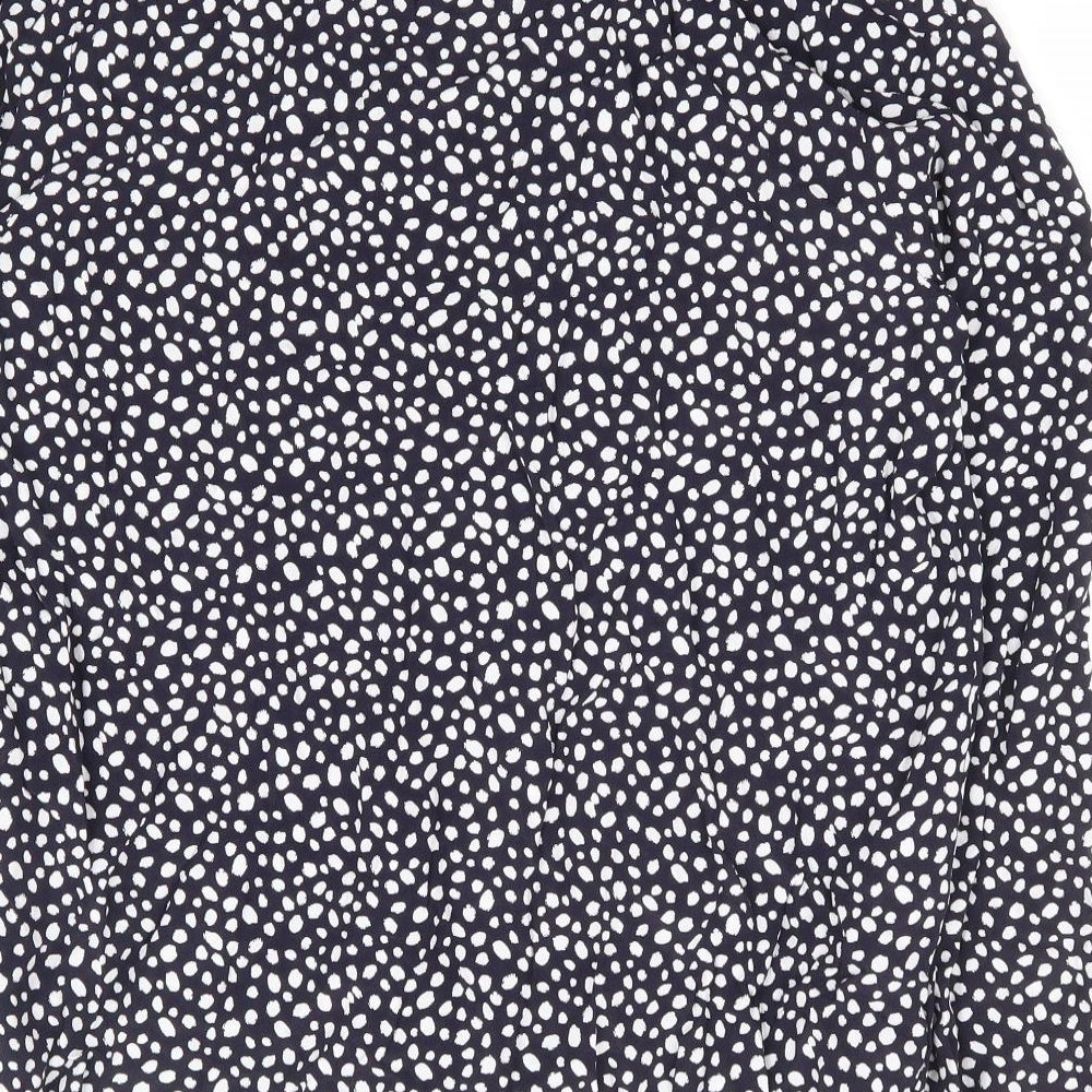 Marks an dSpencer Womens Blue Geometric Viscose Basic Blouse Size 10 V-Neck
