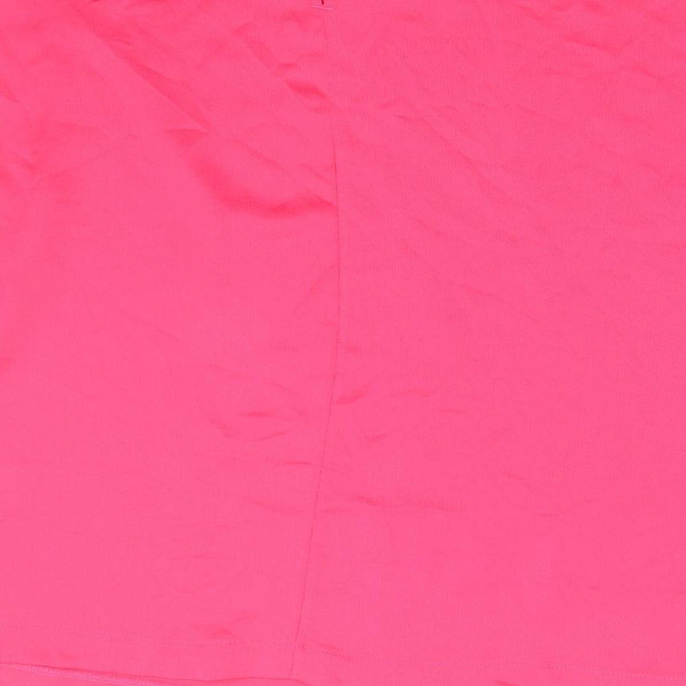 Marks & Spencer Womens Pink Polyester Basic T-Shirt Size 8 Round Neck