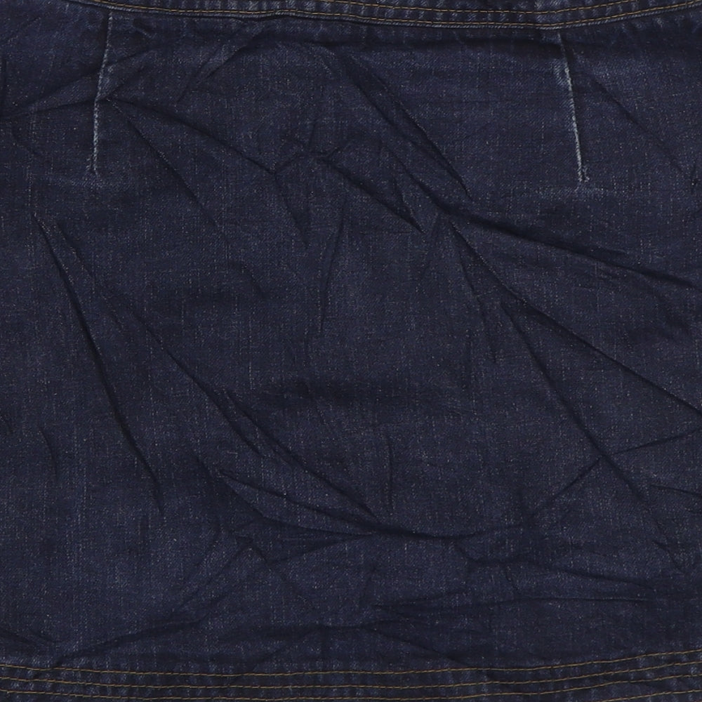 Cooperative Womens Blue Cotton A-Line Skirt Size S Zip