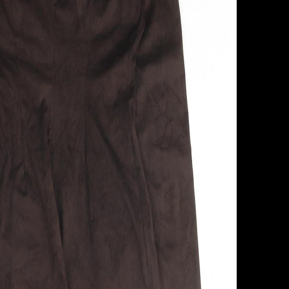 Zara Womens Brown Polyester Bodycon Size XS Round Neck Zip - Ruched