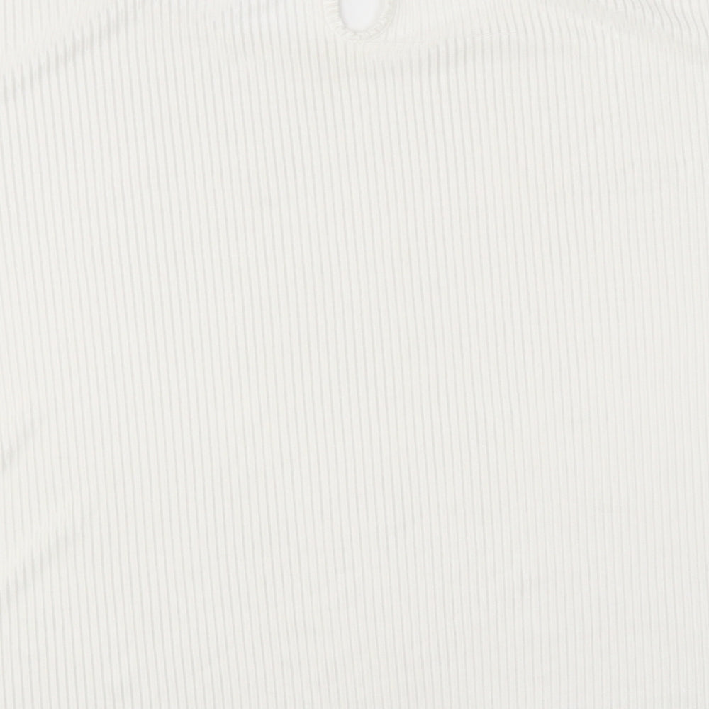Amber Womens White Polyester Basic T-Shirt Size 14 Round Neck