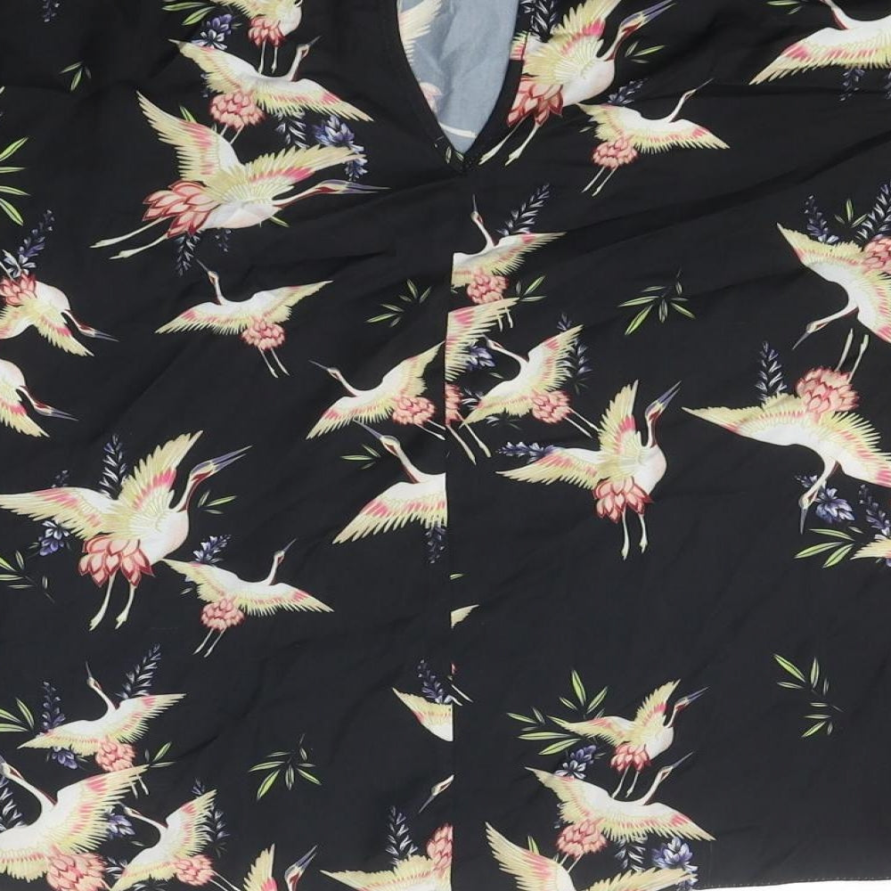 Dorothy Perkins Womens Black Geometric Polyester Basic Blouse Size 6 Round Neck