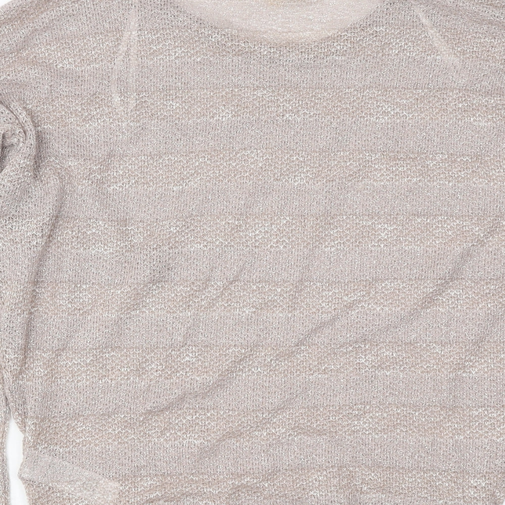 New Look Womens Pink Polyester Basic T-Shirt Size 8 Round Neck