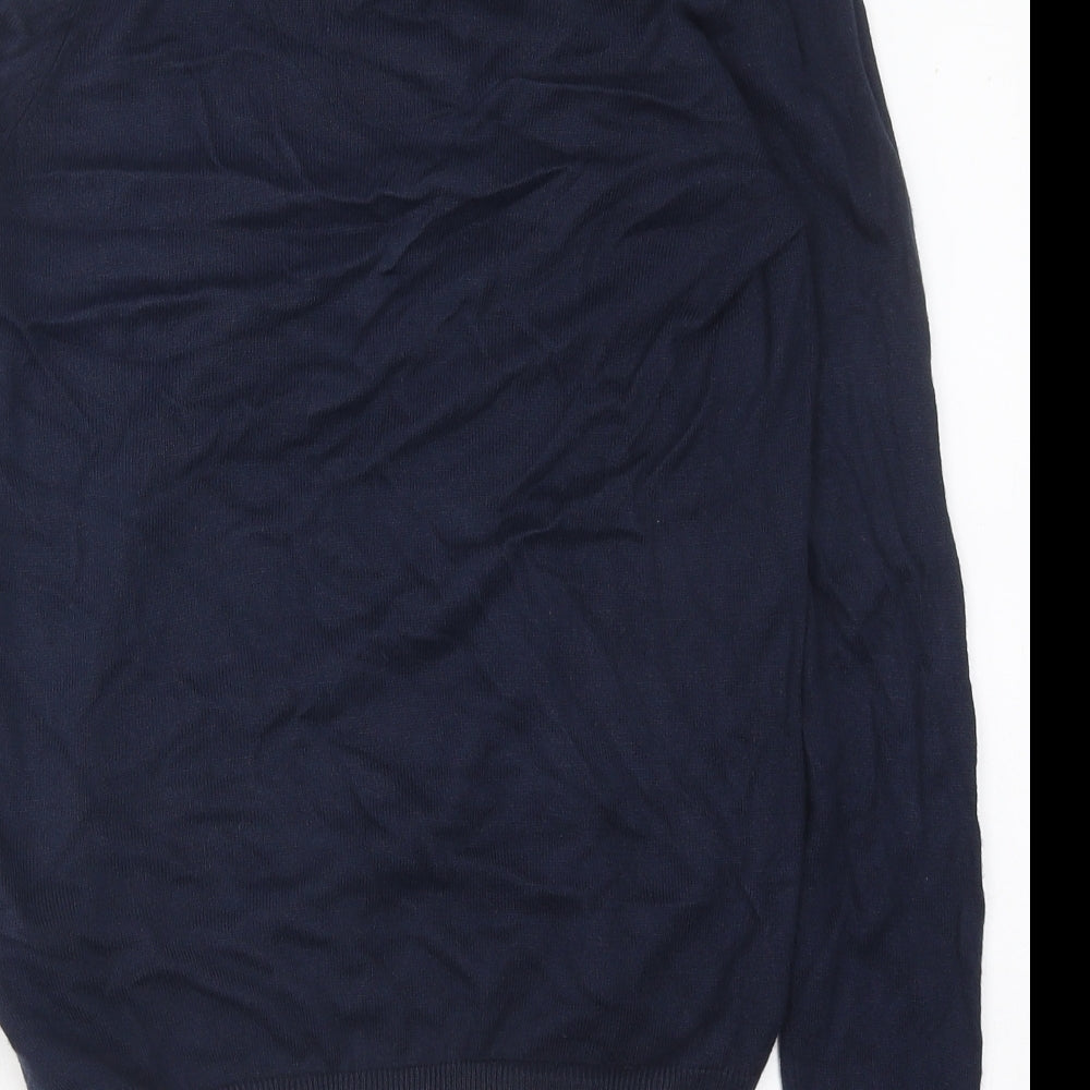 Marks & Spencer Womens Blue Crew Neck Polka Dot Polyester Pullover Jumper Size 10 - Tie
