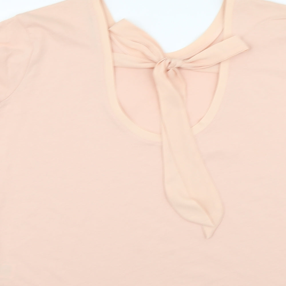 Marks & Spencer Womens Pink Cotton Basic T-Shirt Size 14 Round Neck
