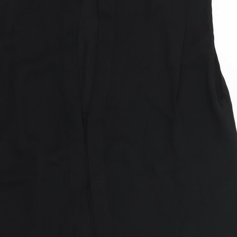Warehouse Womens Black Polyester Basic Blouse Size 10 Round Neck