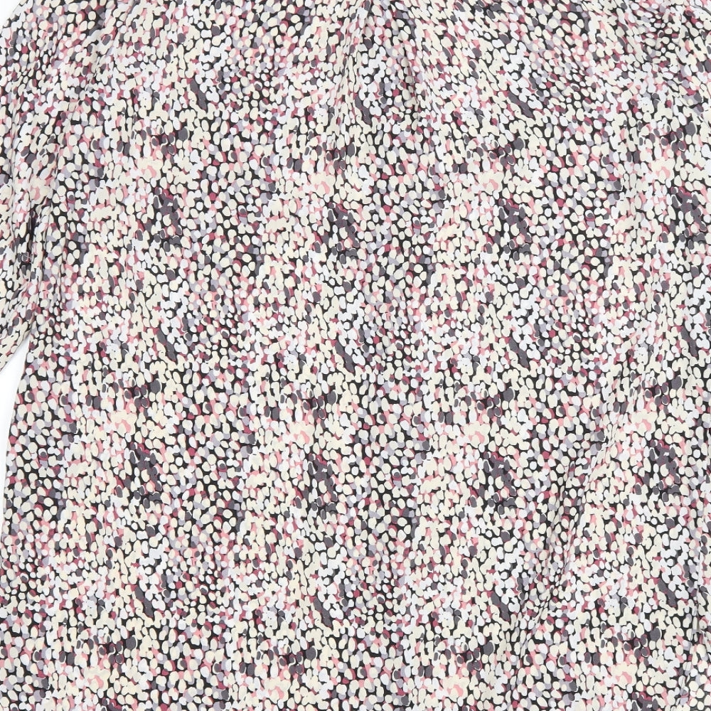 Matalan Womens Pink Geometric Polyester Shirt Dress Size 10 Collared Button