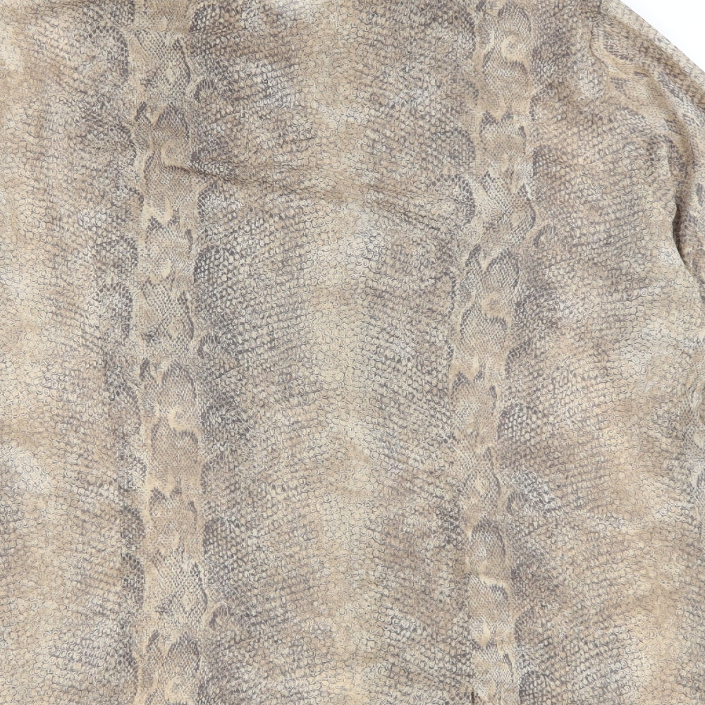 Lui Lei Womens Brown Animal Print Polyester Basic Button-Up Size 16 Collared - Snake Skin Print