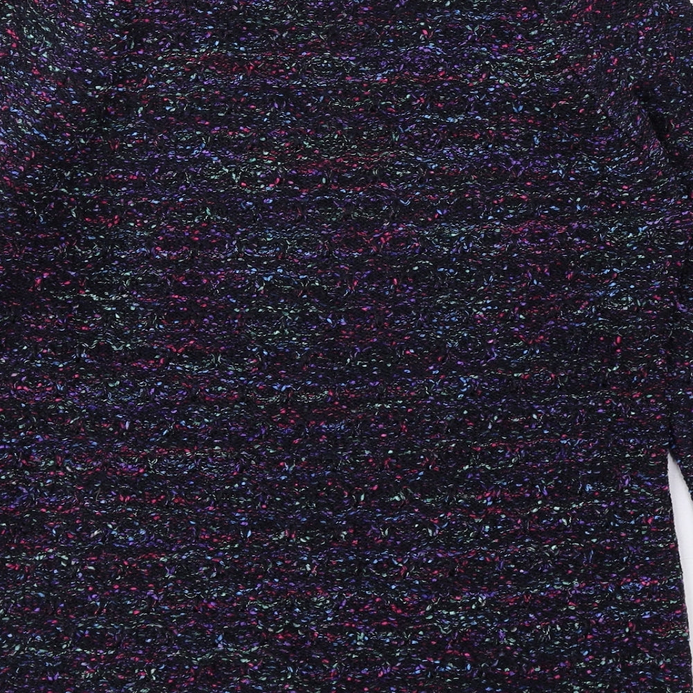 M&Co Womens Multicoloured V-Neck Polyester Pullover Jumper Size 12