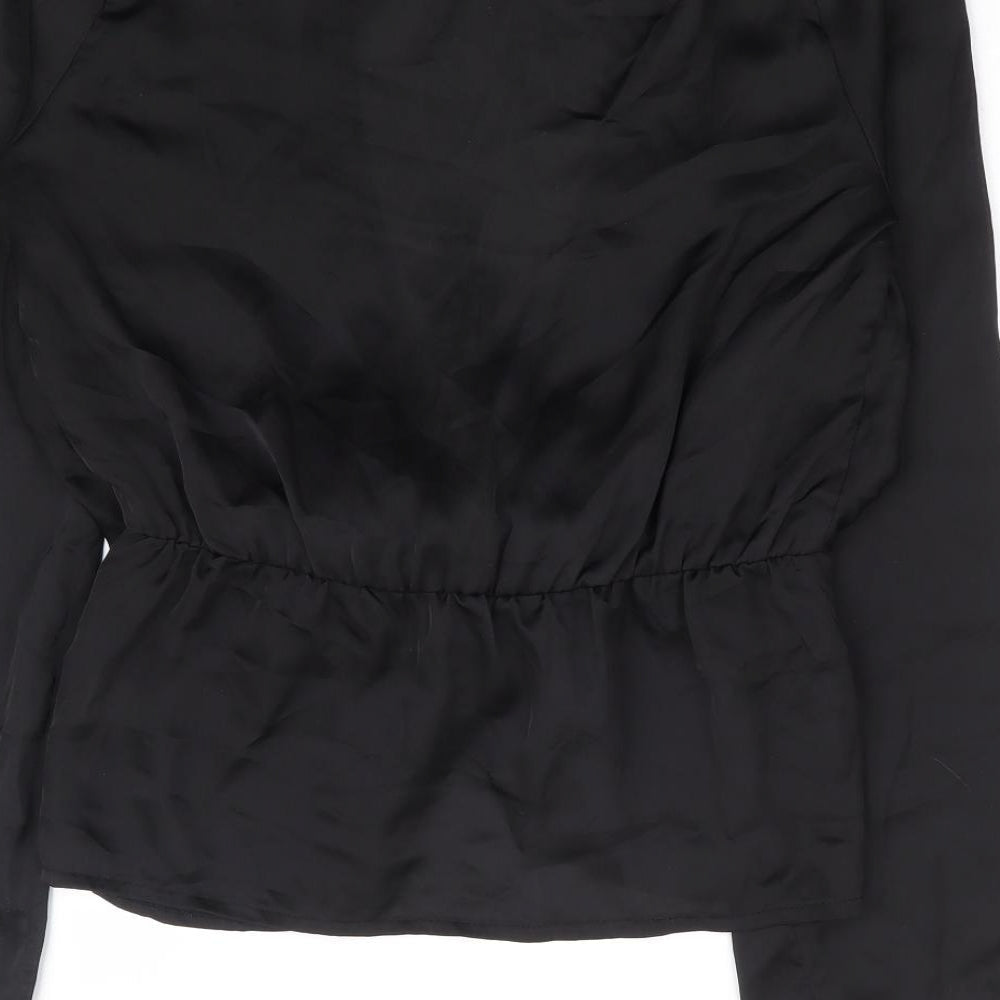 Missguided Womens Black Polyester Basic Blouse Size 8 V-Neck