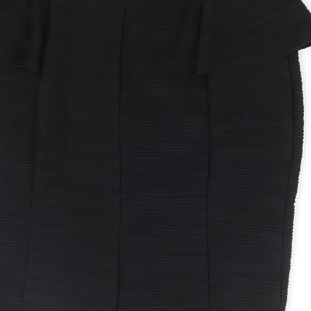 Red Herring Womens Black Polyester Straight & Pencil Skirt Size 12 - Ribbed