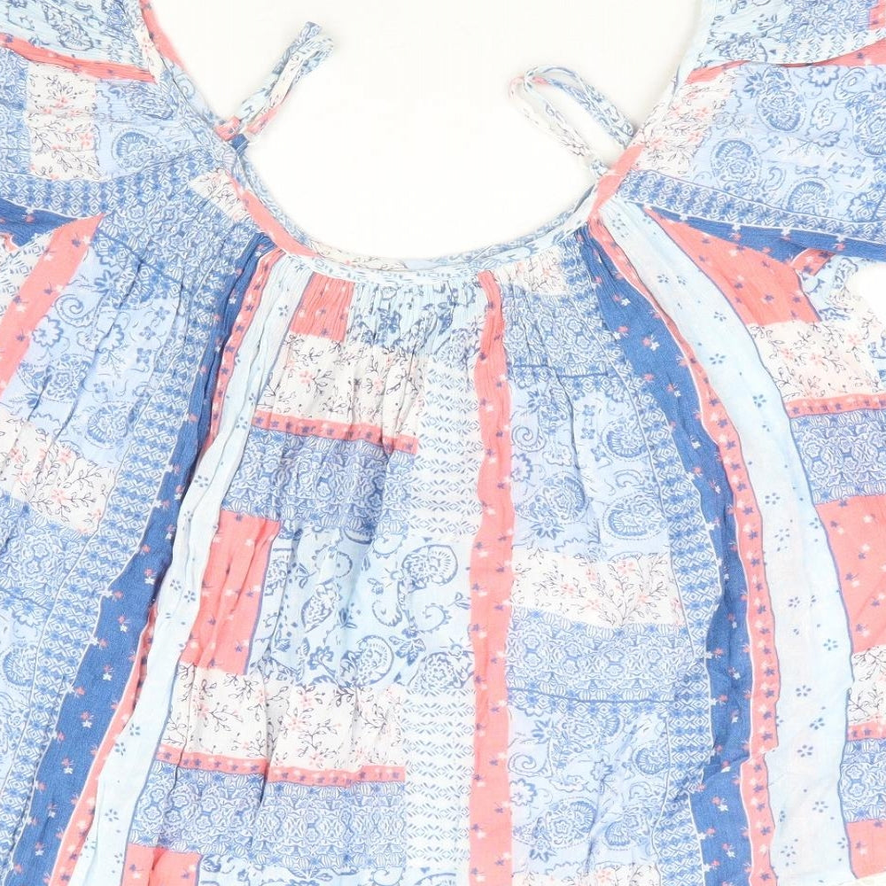 Dorothy Perkins Womens Multicoloured Floral Viscose Basic Blouse Size 10 Square Neck - Patchwork Patter Cold Shoulder