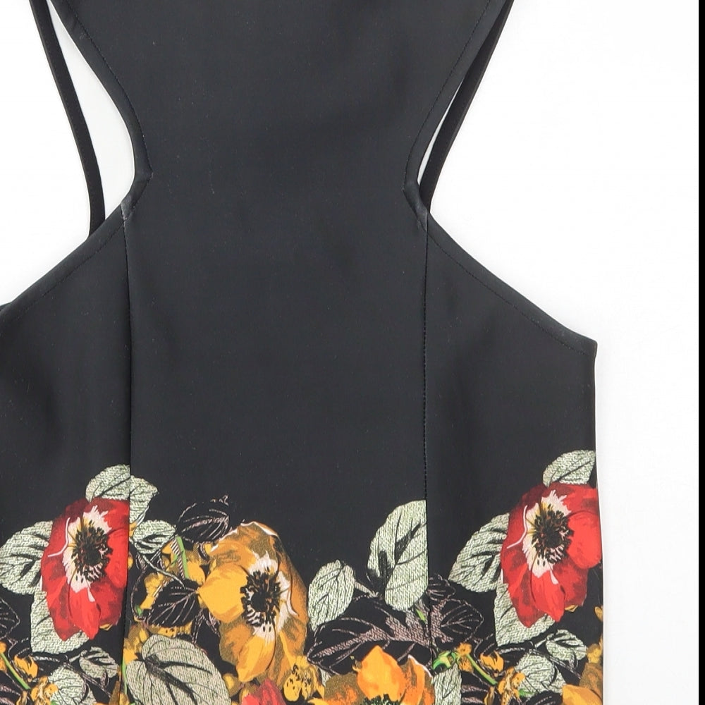 NEXT Womens Multicoloured Floral Polyester Basic T-Shirt Size 6 Round Neck