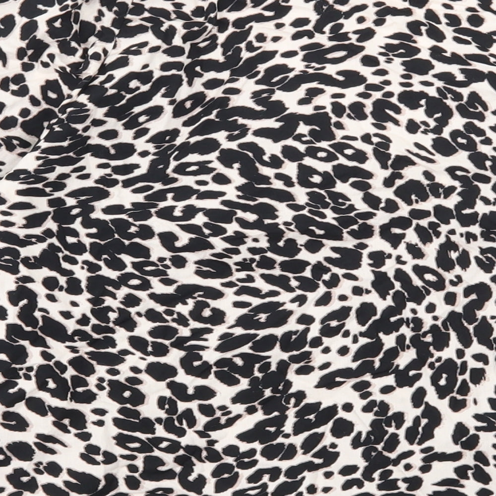 ASOS Womens Multicoloured Animal Print Cotton Basic Blouse Size 14 V-Neck - Leopard Print