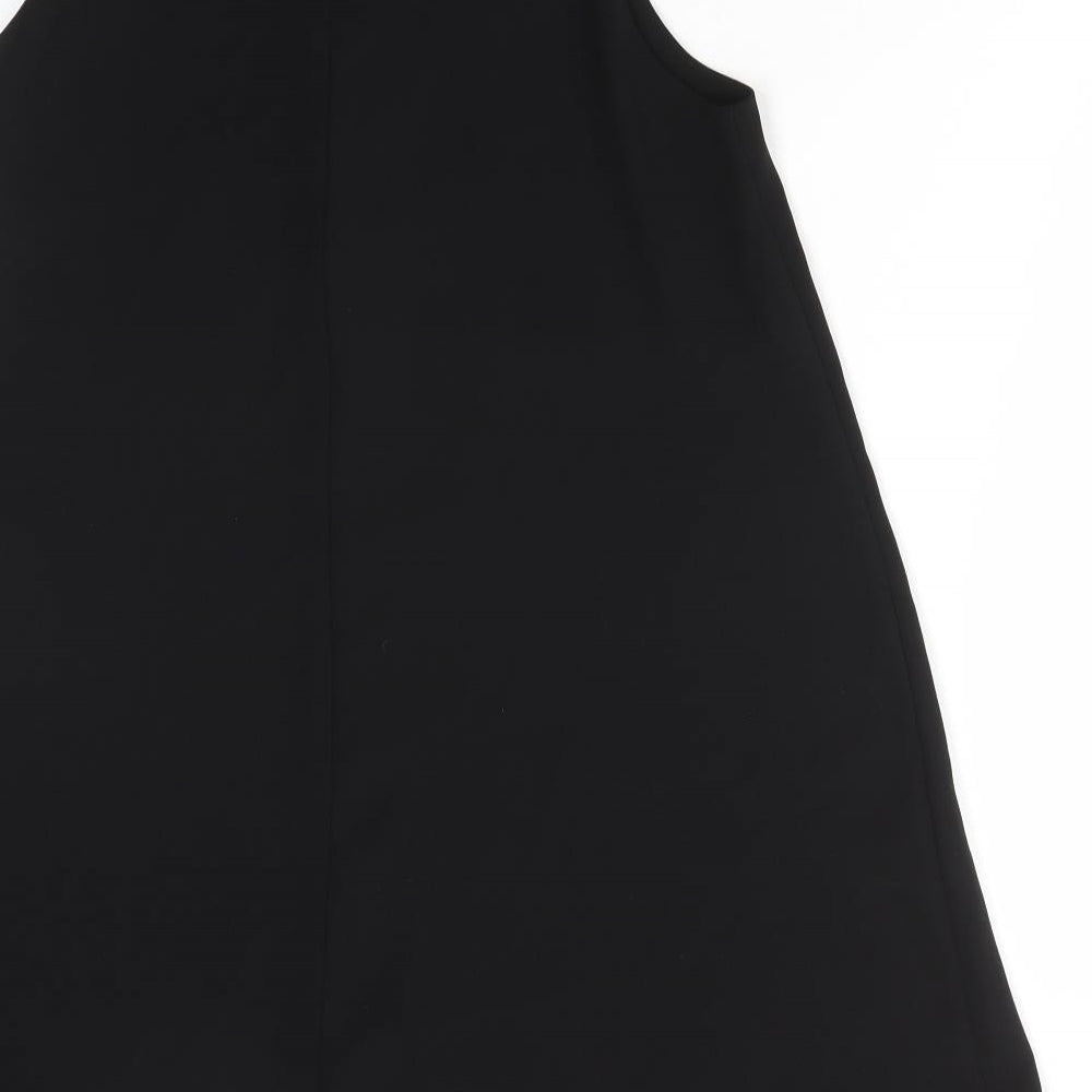 Zara Womens Black Polyester A-Line Size S High Neck Button