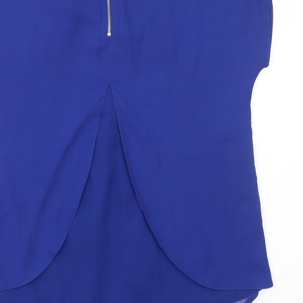 Select Womens Blue Polyester Basic Blouse Size 6 Round Neck