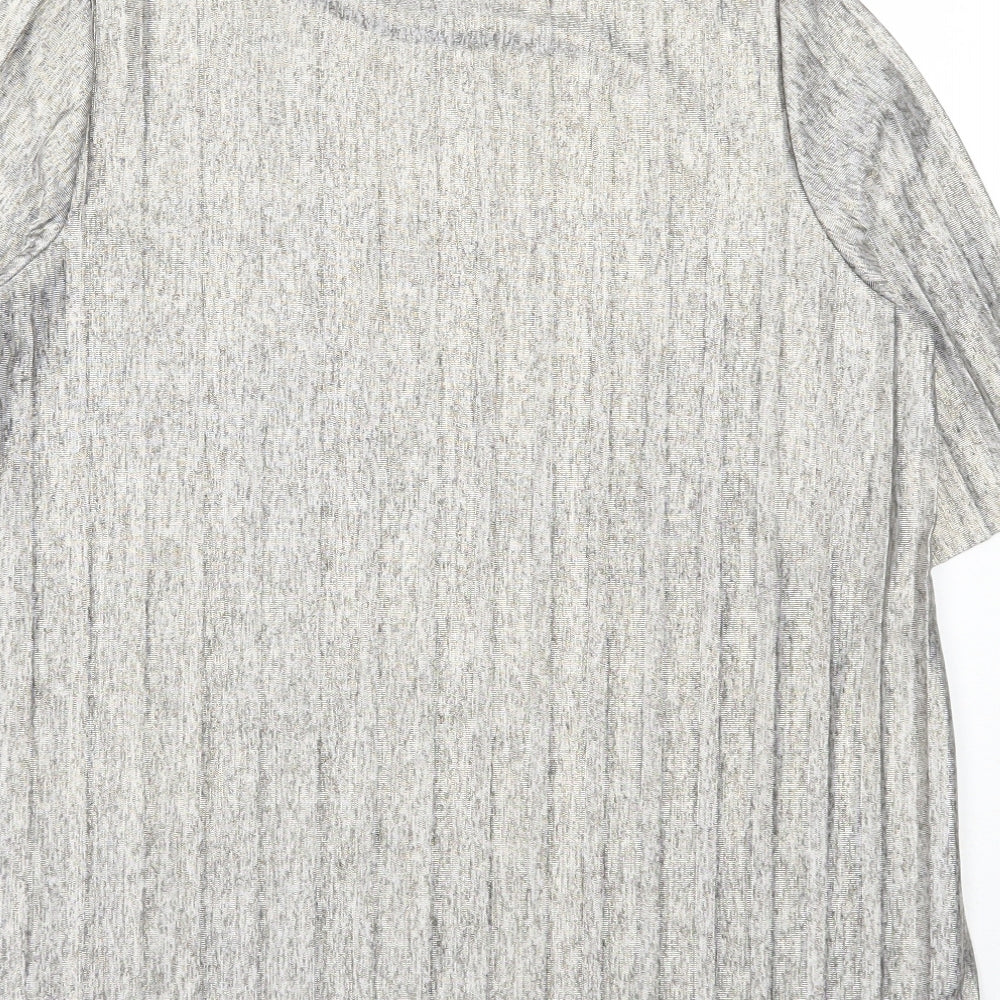 Marks and Spencer Womens Gold Polyester Basic T-Shirt Size 10 Round Neck