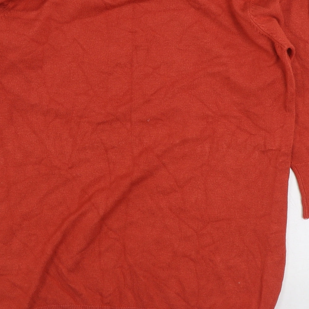 Klass Collection Womens Orange Boat Neck Acrylic Pullover Jumper Size S