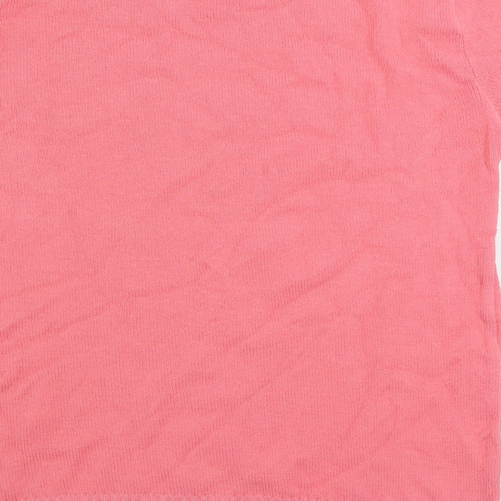 Pure and Natural Womens Pink Round Neck Acrylic Pullover Jumper Size S