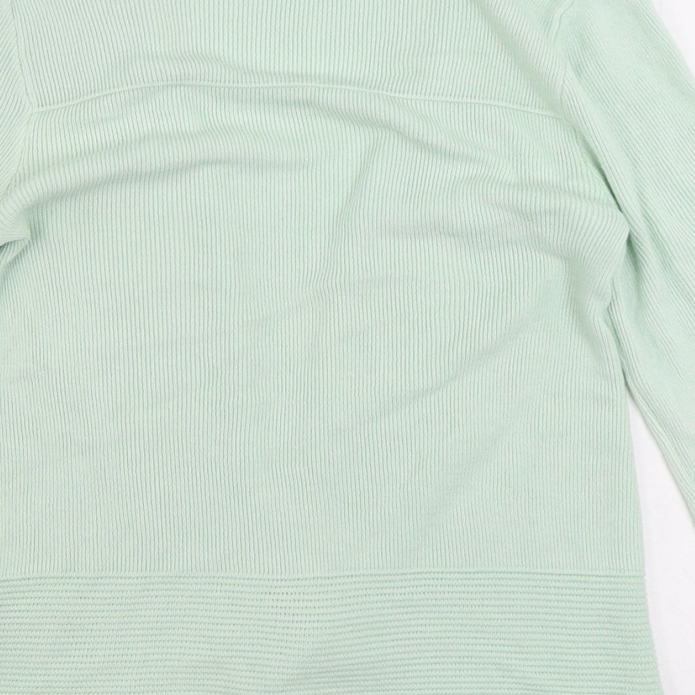 Marks & Spencer Womens Green V-Neck Acrylic Cardigan Jumper Size 8