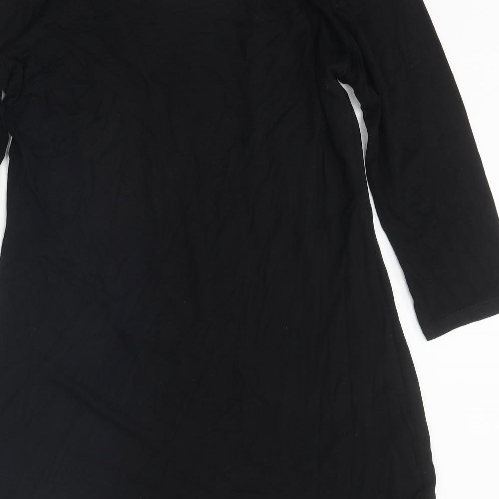 NEXT Womens Black Polyester Tunic T-Shirt Size 10 Round Neck - Sequins on shoulders