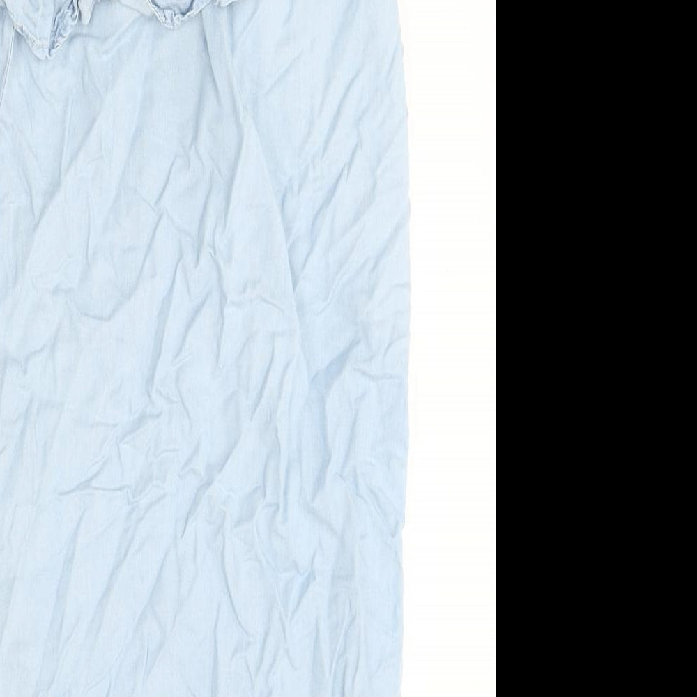 New Look Womens Blue 100% Cotton Mini Size 6 One Shoulder Pullover