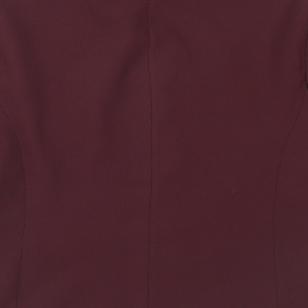 Slimma Womens Purple Polyester Basic Button-Up Size 18 V-Neck