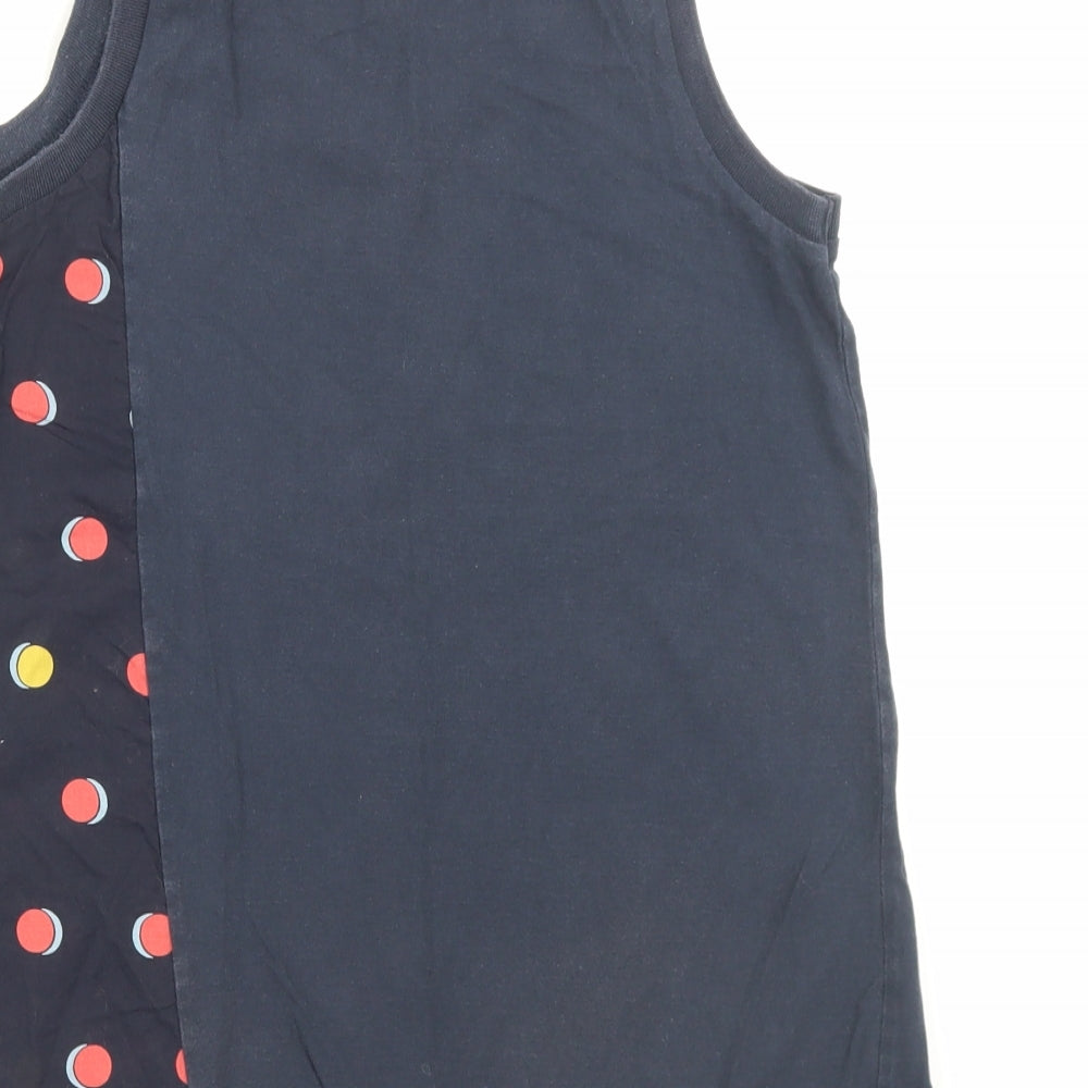 NEXT Womens Blue Geometric Cotton Basic Tank Size 8 Scoop Neck - Pocket Detail