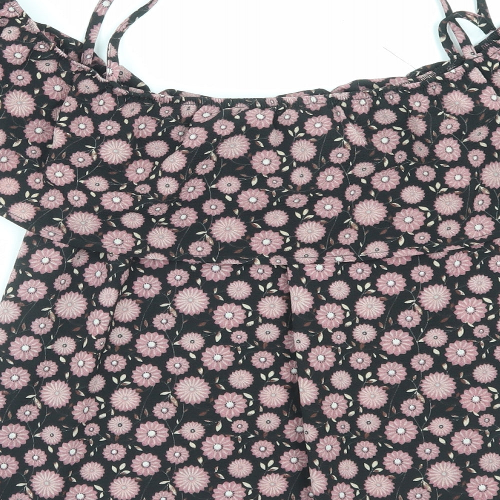 Apricot Womens Purple Floral Polyester Basic Blouse Size 14 Square Neck