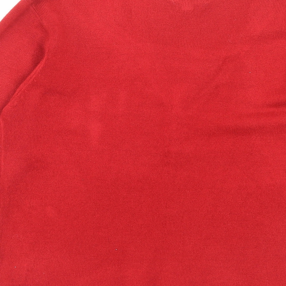 Ann Marie Womens Red V-Neck Acrylic Pullover Jumper Size S