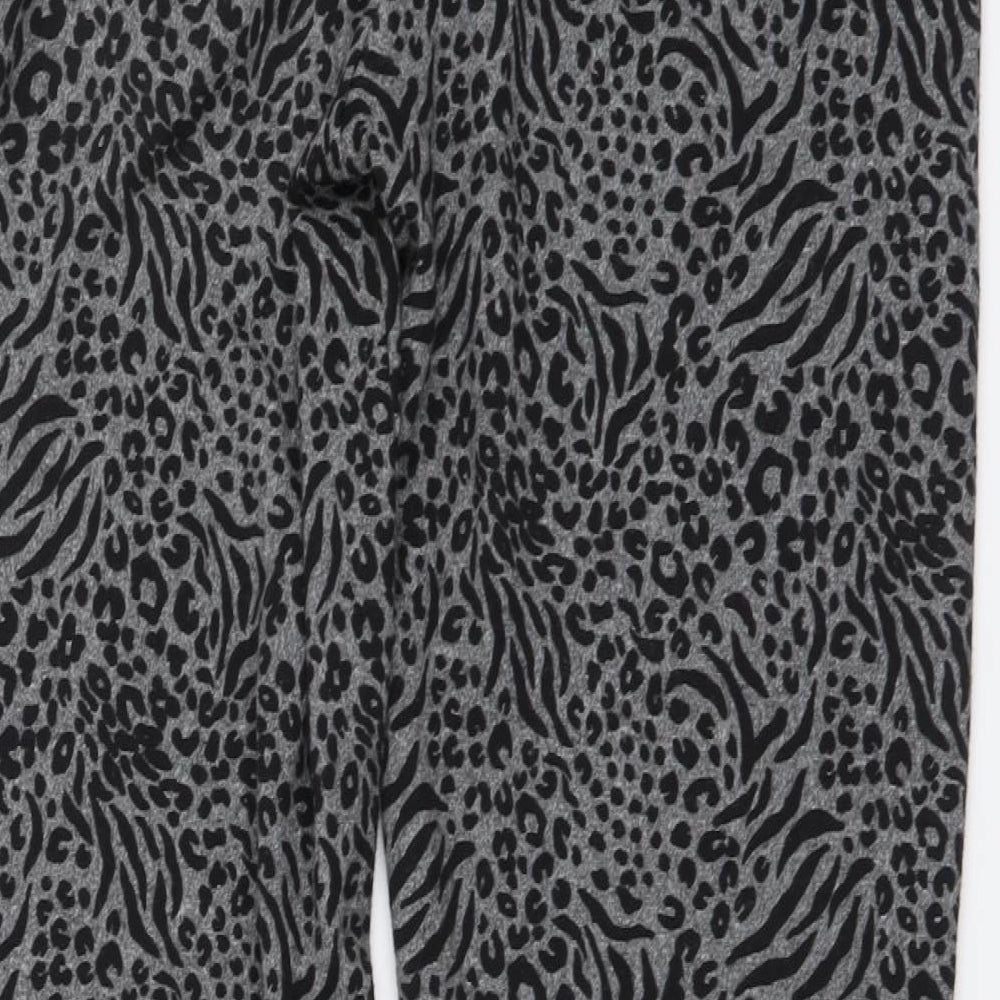 Fluid Womens Green Animal Print Polyester Trousers Size 12 L29 in Regular Drawstring - Leopard pattern