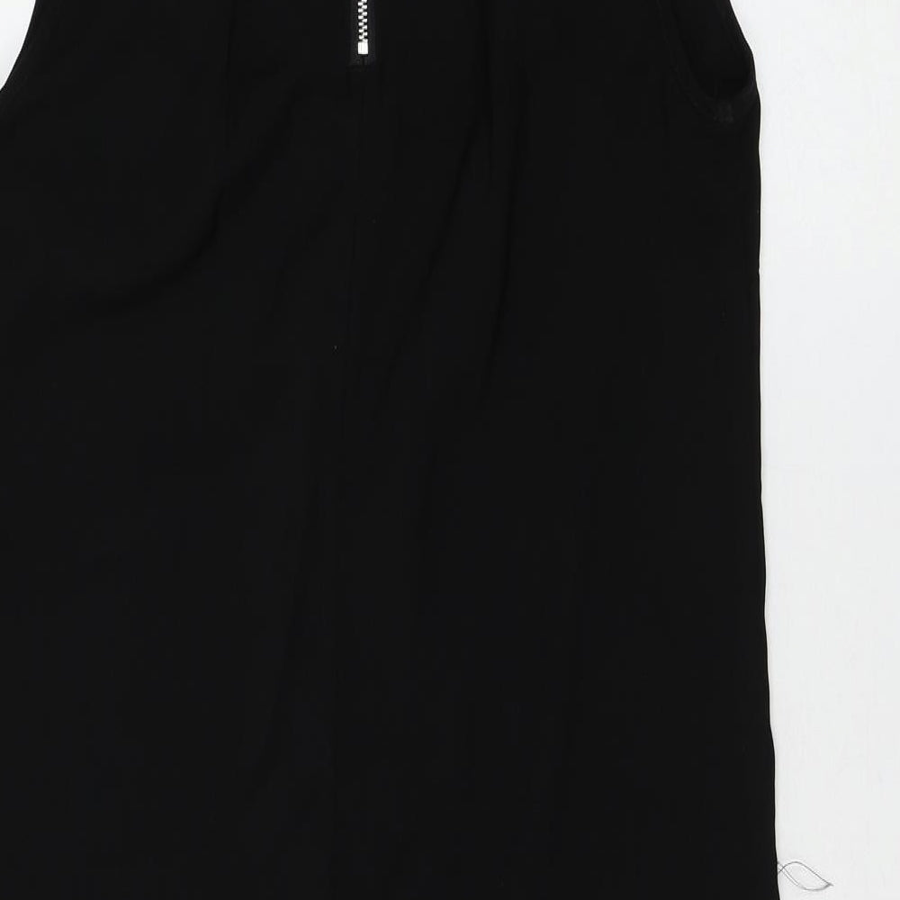 Glamorous Womens Black Polyester Shift Size S Round Neck Zip