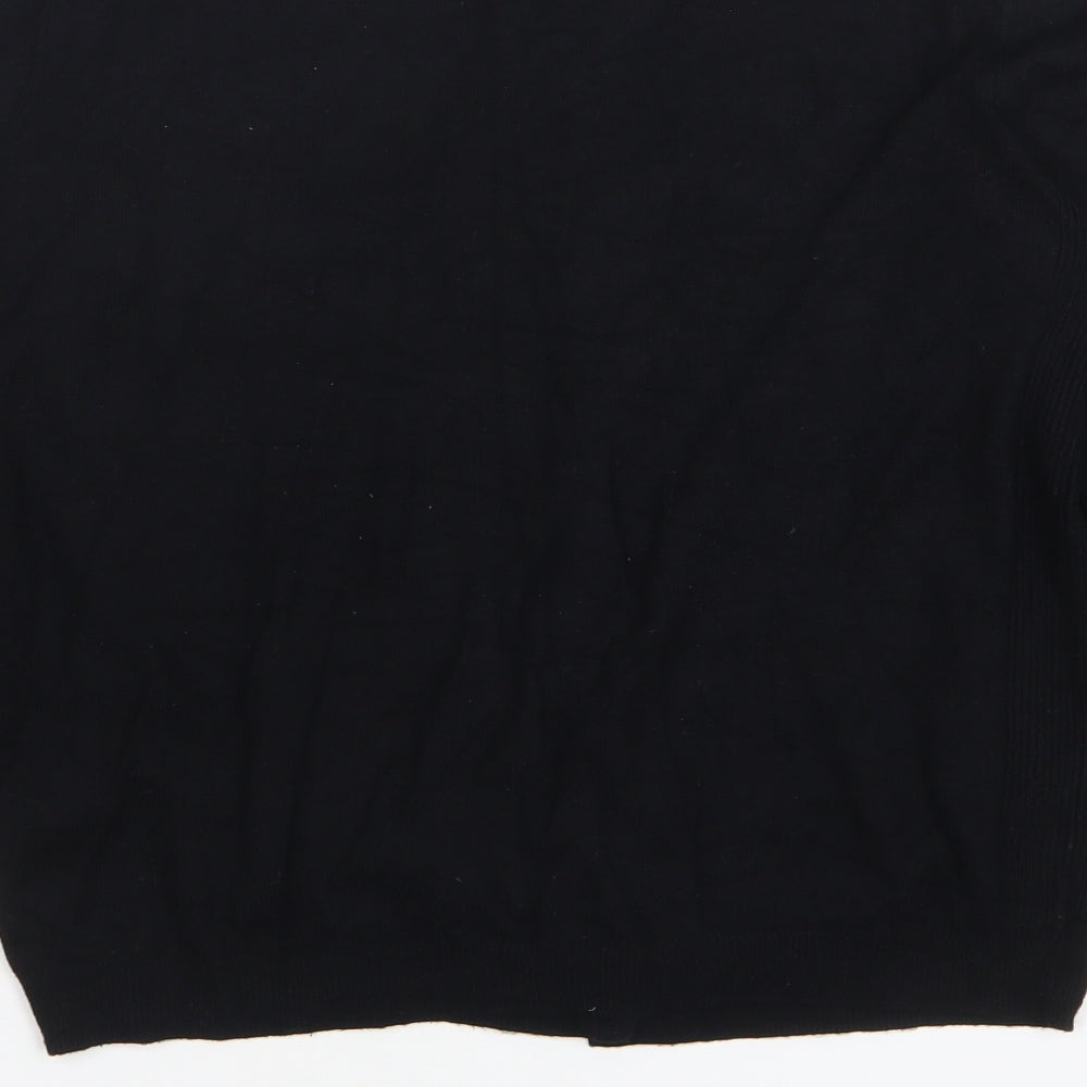 Dorothy Perkins Womens Black Viscose Basic Button-Up Size 10 Round Neck