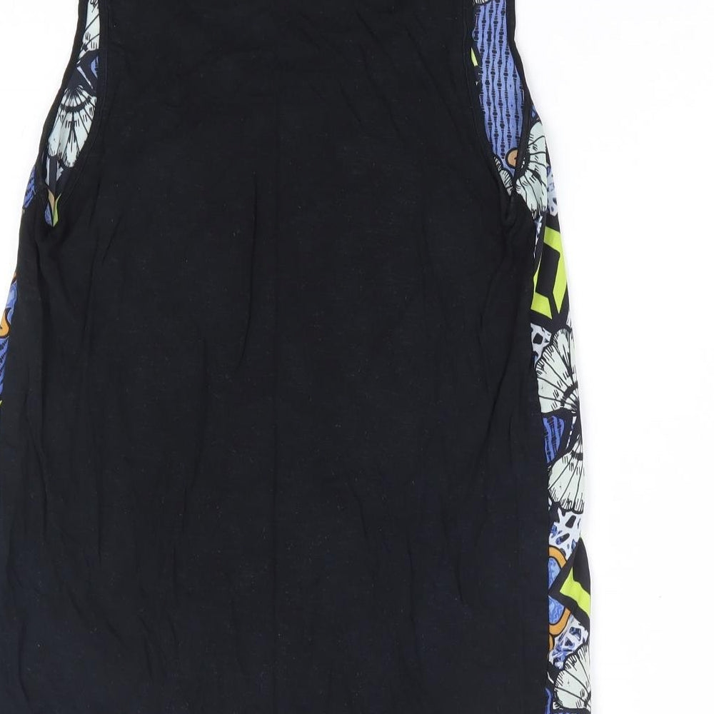 River Island Womens Multicoloured Geometric Viscose Basic Tank Size 8 Scoop Neck