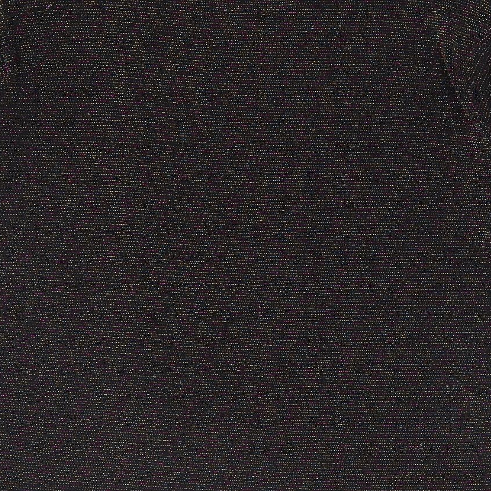 Ethernal Collection Womens Black Nylon Basic T-Shirt Size 18 Round Neck