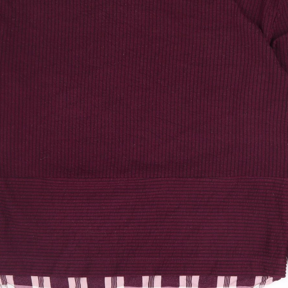 Marks & Spencer Womens Purple Plaid Polyester Basic Blouse Size 8 Boat Neck