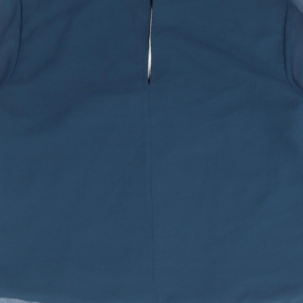 Limited Edition Womens Blue Polyester Basic Blouse Size 8 High Neck - Lace Detail
