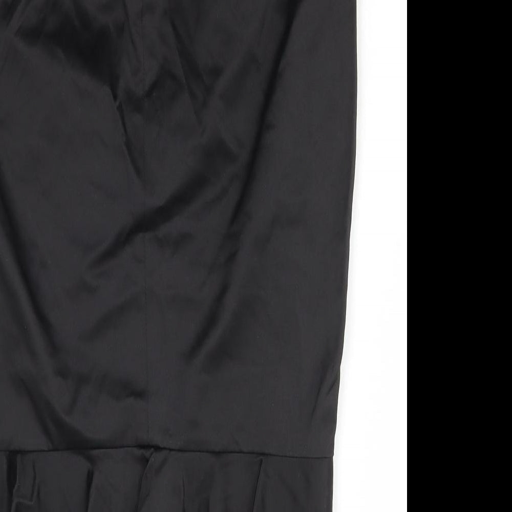 Topshop Womens Black Polyester Straight & Pencil Skirt Size 10 Zip