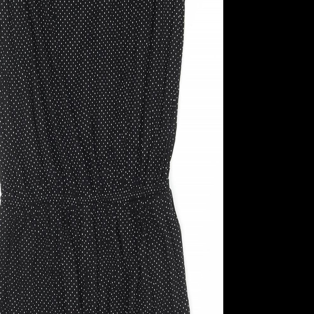 Preworn Womens Black Polka Dot Cotton Playsuit One-Piece Size S Pullover