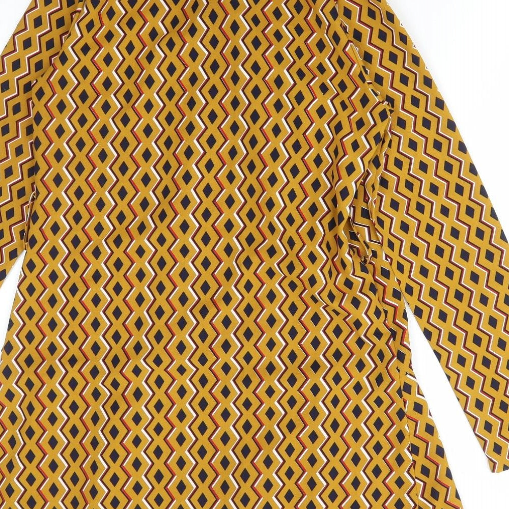 PRETTYLITTLETHING Womens Yellow Geometric Jacket Size 8 Tie