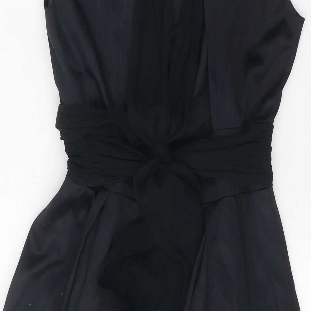 Warehouse Womens Black Polyester A-Line Size 10 Scoop Neck Button