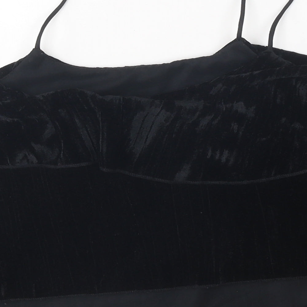 Zara Womens Black Polyester Cropped Tank Size M Off the Shoulder