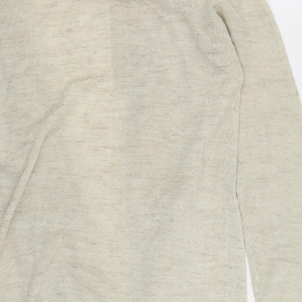 NEXT Womens Beige V-Neck Acrylic Cardigan Jumper Size 12