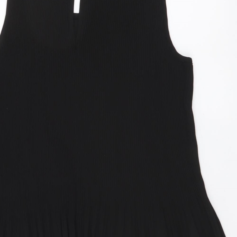 Hilary Radley Womens Black Polyester Blouse Size M Round Neck
