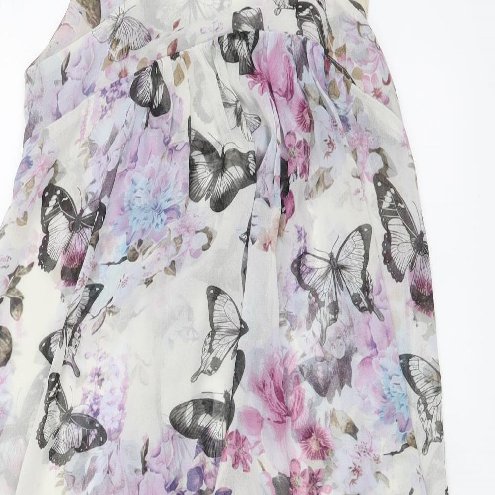 Lipsy Womens Multicoloured Floral Polyester A-Line Size 10 Round Neck Pullover - Butterflies