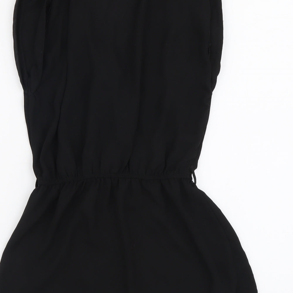 New Look Womens Black Polyester Basic Blouse Size 8 V-Neck