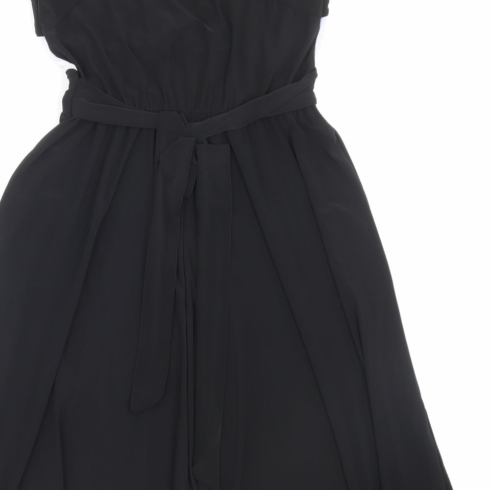 Liquid Womens Black Polyester Fit & Flare Size M V-Neck Pullover
