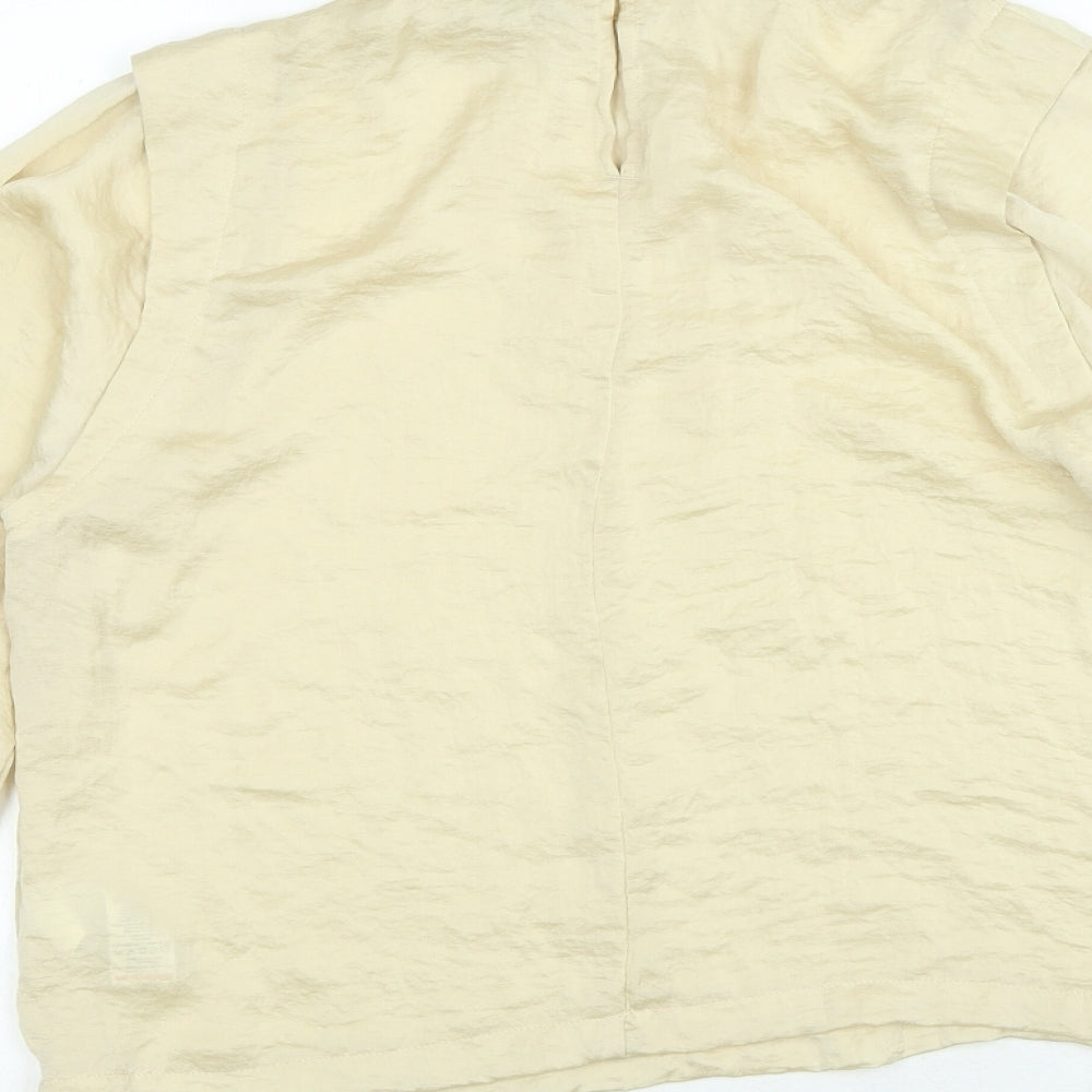NEXT Womens Beige Polyester Basic Blouse Size 8 High Neck