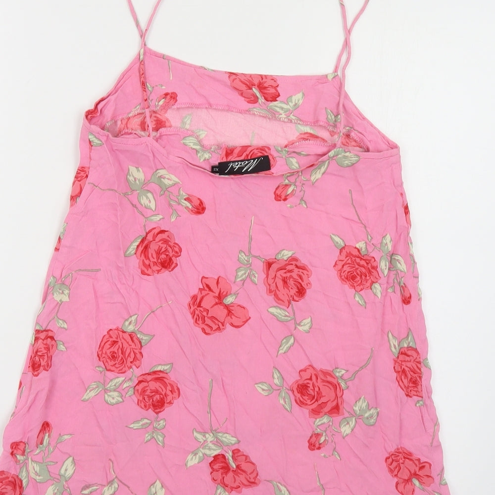 Motel Rocks Womens Pink Floral Viscose Slip Dress Size XS Round Neck Pullover