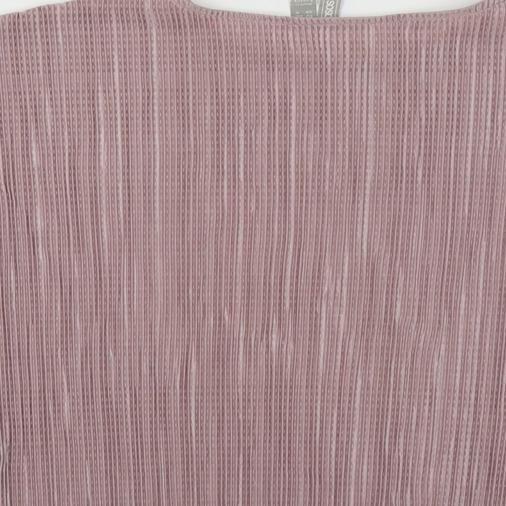 ASOS Womens Pink Polyester Basic Blouse Size 4 Round Neck